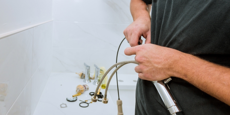 Work In A Bathroom Plumber Holding A Faucet Plumbi 2023 11 27 05 05 37 Utc